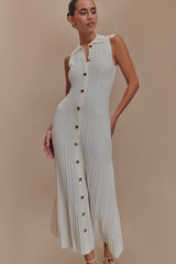 Margie Kolsuz Örgü Midi Elbise - Beyaz