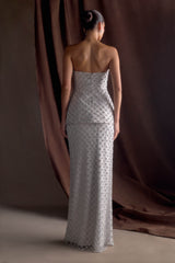 Zuri El Yapımı Boncuklu Uzun Etek - Gümüş