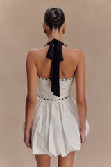 Queenie Halter Balon Mini Elbise - Siyah/Beyaz
