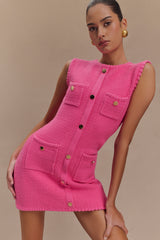 Mia Örgü Mini Elbise - Pembe