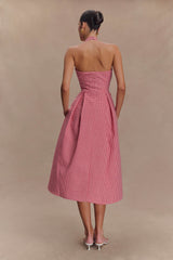 Juana Halter Midi Elbise - Kırmızı Gingham