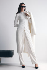 Dorian Fitted Gömlek Midi Elbise - Beyaz