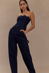 Renata Barrel Denim Pantolon - Çivit Mavisi