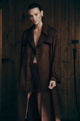 Marc Suni Süet Palto - Kakao Çikolata