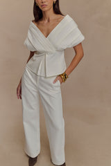 Rayne Geniş Paça Kot Pantolon - Beyaz