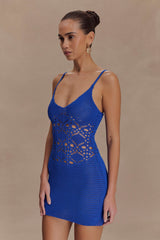 Everette Tığ Örgü Mini Elbise - Kobalt Mavisi