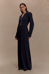 Quinn Fermuarlı Kapüşonlu Üst - Siyah