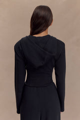 Quinn Fermuarlı Kapüşonlu Üst - Siyah