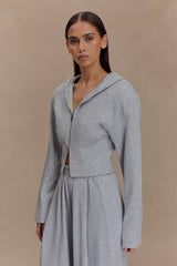 Quinn Fermuarlı Kapüşonlu Sweatshirt - Açık Gri Marle