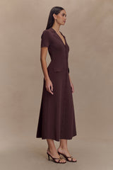 Pearson Kısa Kollu Örme Midi Elbise - Çikolata