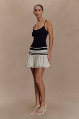 Ellison Kontrast Örgü Mini Elbise - Siyah/Beyaz