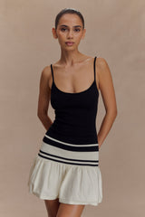 Ellison Kontrast Örgü Mini Elbise - Siyah/Beyaz