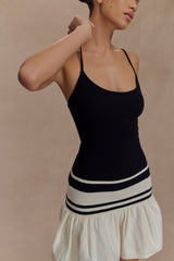 Ellison Kontrast Örgü Mini Elbise - Siyah/Beyaz