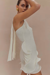 Caprice Halter Örgü Mini Elbise - Beyaz