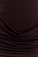 Mattea Slinky Ve File Mini Elbise Ve Eşarp - Koyu Çikolata