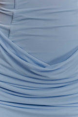 Mattea Slinky Ve File Mini Elbise Ve Eşarp - Pudra Mavisi