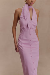 Simona Halter Yaka Midi Elbise - Allık Pembesi