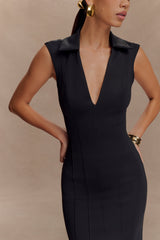 Keagan Kolsuz Midi Elbise - Siyah