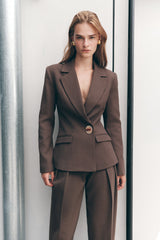 Max Belden Bağlamalı Blazer - Çikolata