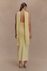 Wynn Çiçekli Örgü Midi Elbise - Limon