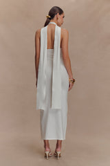 Wynn Çiçekli Örgü Midi Elbise - Beyaz