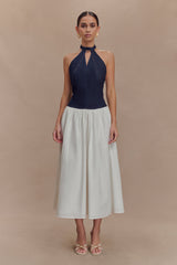 Ashwin Denim Pamuklu Midi Elbise - Çivit Mavisi