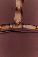 Albion Boncuklu Slinky Uzun Elbise - Çikolata