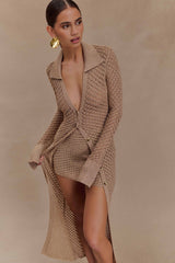 Waverley Metalik Örme Mini Etek - Altın