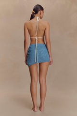 Waverley Metalik Örme Mini Etek - Mavi