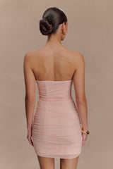 Jianna Askısız File Mini Elbise - Pudra Pembesi