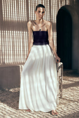 Suella Şifon Kot Uzun Elbise - Çivit Mavisi