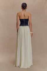 Suella Şifon Kot Uzun Elbise - Çivit Mavisi