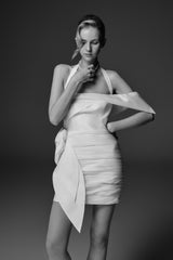 Claudine Tafta Çiçekli Mini Elbise - Beyaz