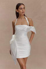 Claudine Tafta Çiçekli Mini Elbise - Beyaz