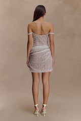 Connie Boncuklu Dar Mini Elbise - Ten Rengi