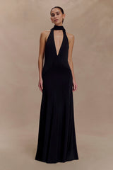 Juliet Slinky Uzun Elbise Ve Eşarp - Siyah