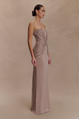 Mirren Straplez Slinky Maxi Elbise - Bronz