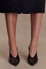 Emerson Patent Suni Deri Sivri Topuklu Ayakkabı - Siyah