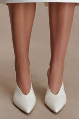 Emerson Patent Suni Deri Sivri Topuklu Ayakkabı - Fildişi