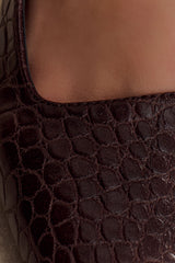 Maren Suni Deri Timsah Topuklu Ayakkabı - Çikolata