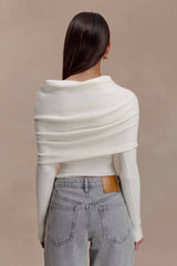 Mazie Asimetrik Kaşmir Karışımlı Uzun Kollu Örgü Üst - Fildişi