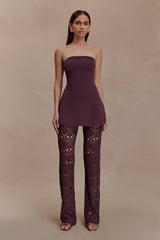 Anette Bandaj Örgü Straplez Üst - Çikolata