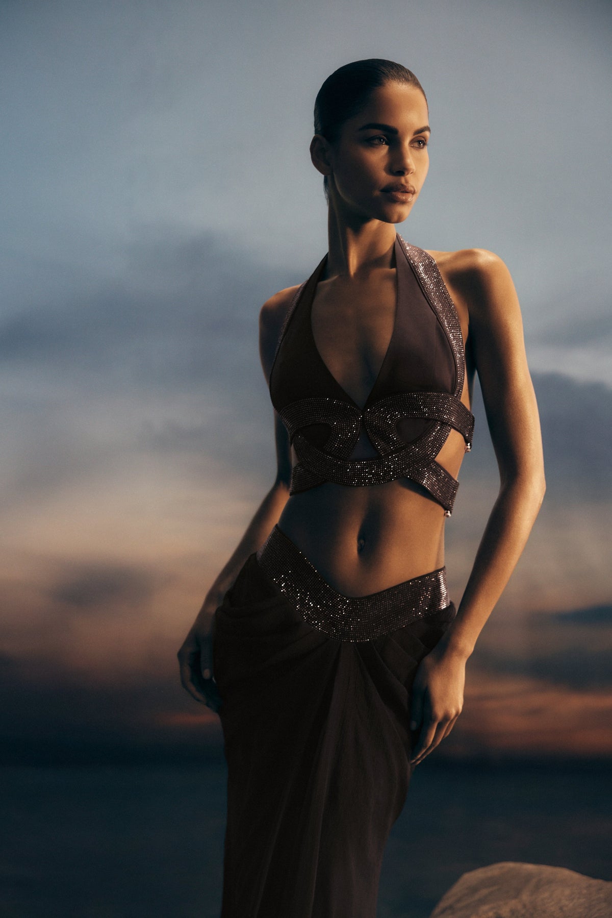 Siren Saten Ve Pırlanta Askılı Üst - Bitter Çikolata