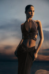 Siren Saten Ve Pırlanta Askılı Üst - Bitter Çikolata