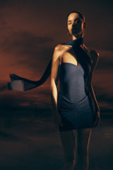 Mattea Diamante Mini Elbise Ve Eşarp - Lacivert