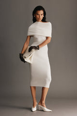 Zandie Kaşmir Karışımlı Örgü Midi Elbise - Fildişi