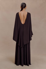 Emory Jersey Cape Maxi Elbise - Çikolata