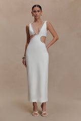 Henny Diamante Trim Cut Out Midi Elbise - Beyaz