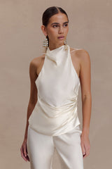 Bianca Saten Askılı Üst - Fildişi