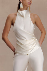 Bianca Saten Askılı Üst - Fildişi